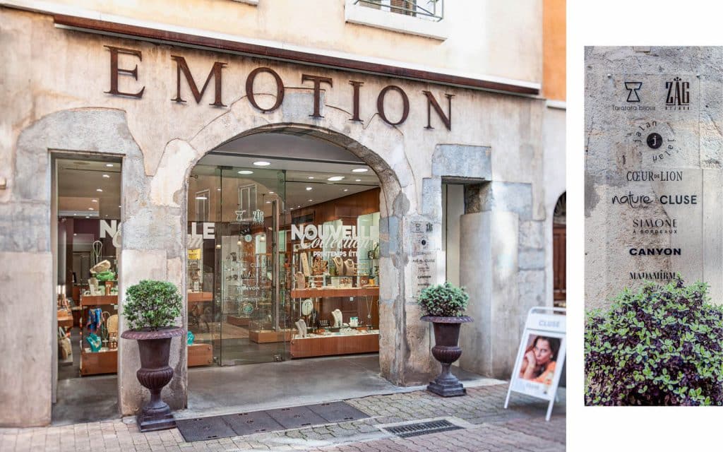 Façade de la boutique Emotion Bijoux, spécialiste du bijoux fantaisie à Grenoble